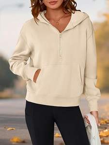 Sweat-shirts à demi-zip pour femmes, hiver 2026, manches longues, pull oversize, 100% coton, mode Y2K, ODM - Product Image 3