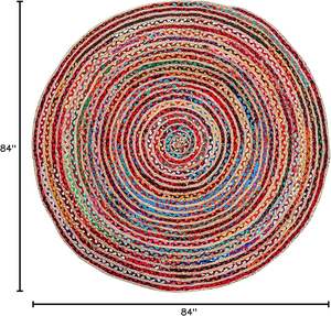 Eco-Friendly Modern Handmade Soft Braided Jute and Cotton Round Area <b>Rug</b> for Bedroom Living Room Home Use - Product Image 3