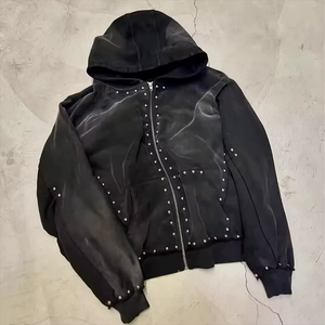 <b>Mens</b> Rhinestone Hooded Sweatshirt Crystal Decorated <b>Pullover</b> Hoodie Sparkle Fashion Casual Streetwear Warm Winter Everyday Cloth - Product Image 2