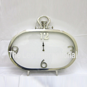 Shiny Polished Stainless Steel Metal Silent Non Ticking Bedside Desk Ware Round Shape Roman Numbers Table <b>Clock</b> - Product Image 2