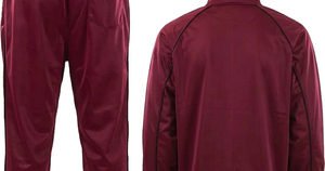 Men's Maroon tracksuits Full Zip Jacket And <b>Pants</b> Set Breathable Polyester Casual Wear Autumn Solid Color Regular Fit - Product Image 5