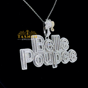 Pendentif C La Grena TASNIM en Moissanite VVS et Diamants Noirs et Blancs, Style Hip Hop pour Homme, Coupe Ronde - Product Image 2
