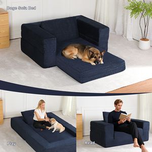 Divano Letto Moderno Comprimibile per Cani e Adulti in Tessuto Corduroy per Soggiorno e Camera da Letto - Nessun Montaggio Richiesto - Product Image 1