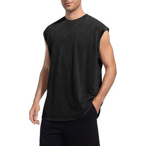 Camisetas sin mangas para hombre, estilo vintage con efecto desgastado, holgadas, para gimnasio, entrenamiento atlético y fitness - Product Image 1