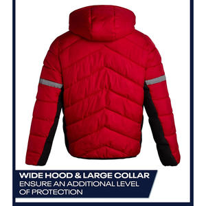 Veste d'hiver longue à capuche pour homme, avec logo personnalisé sur le devant, matelassée, coupe-vent, 100% polyester, coupe moderne, marque privée - Product Image 3