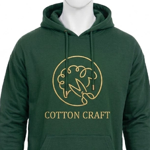 Sweat-shirt à capuche en coton pour homme, logo brodé, molleton vert, vêtement décontracté pour l'automne - Product Image 2