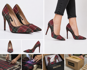 Chaussures à talons hauts personnalisées pour femmes, tendance, à motif écossais, style escocois, à bout pointu, pour mariage, fabrication de chaussures de mode - Product Image 3