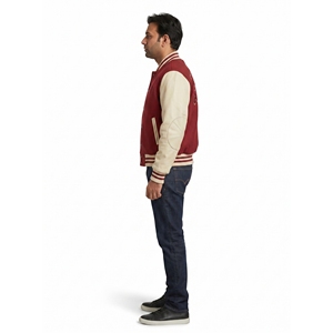 Blouson universitaire haut de gamme en laine métonnée épaisse, brodé, écologique, avec manches en cuir recyclé, vêtement d'extérieur universitaire personnalisé - Product Image 3