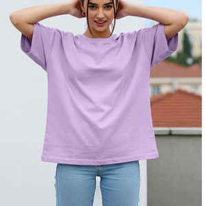T-shirt rose oversize à manches courtes, col rond, couleur unie, décontracté, en jersey de coton pour homme, coupe épaules tombantes - Product Image 3
