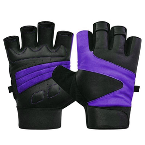 Guantes de fitness de cuero genuino premium con acolchado de doble costura - Protector de manos resistente para levantamiento de pesas para hombres y mujeres - Product Image 1