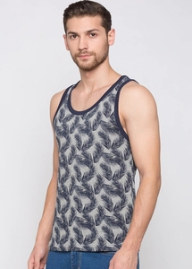 Camiseta sin mangas estampada para hombre, informal, con cuello redondo, transpirable, de algodón tejido, con diseño estampado. - Product Image 3