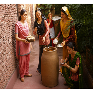 Statues modernes en fibre de verre pour femmes, style tandoor, inspirées de la culture punjabi, pour la décoration de mariages, de havelis et d'hôtels, durables - Product Image 1