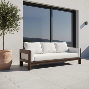 Commercial Grade 2 Seater Solid <b>Wood</b> <b>Sofa</b> Miku Outdoor Seating Minimalist Design Water Resistant Durable for Cafe Restaurant - Product Image 4