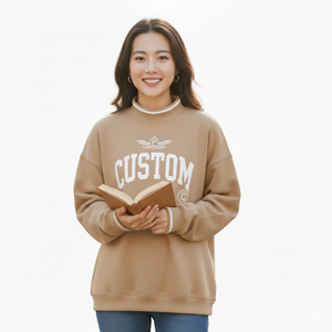 เสื้อสเวตเชิ้ตคอกลมโอเวอร์ไซส์พิมพ์ลาย Chill Letter สำหรับผู้หญิง ผ้าฝ้าย 100% ทรงไหล่ตก สไตล์ถักนิตติ้งสำหรับฤดูใบไม้ร่วง - Product Image 3