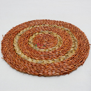 Manteles individuales tejidos de algas marinas naturales redondas ecológicas, manteles duraderos para comedor y decoración del hogar - Product Image 1