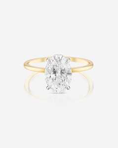 Bague de fiançailles ovale en diamant de laboratoire, or massif 14K 18K, sertie halo, solitaire minimaliste, pour demande en mariage et anniversaire, prix d'usine - Product Image 1
