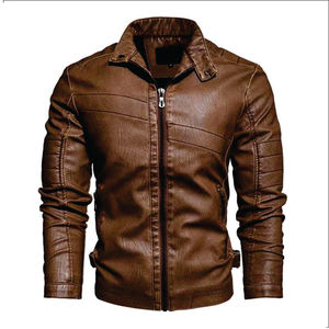 100% Genuine <b>Leather</b> Canvas Stand Collar Custom Loose Fit Breathable Outerwear <b>Long</b> Sleeve Fashion Winter <b>Jacket</b> for Adults - Product Image 4