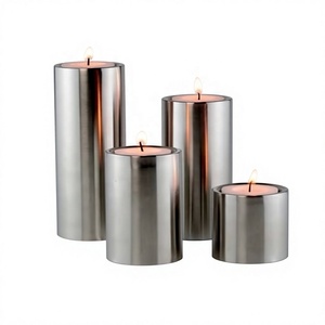Ensemble de porte-bougies cylindriques en métal, résistants à la chaleur, faits à la main, écologiques, décoration de mariage et de maison - Product Image 1