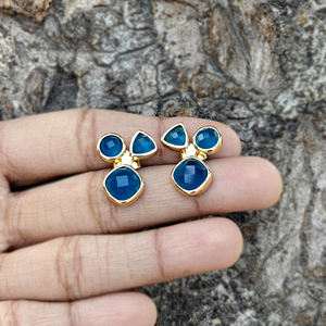 Pendientes Geométricos de Latón Chapado en Oro de 18k con Apatita y Jade, Ligeros, Atrevidos, Modernos y a la Moda para Mujer - Product Image 4