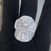 Bague pour homme en argent sterling avec zircon, sertie pavé, aspect glacé intense, pour événements de mode hip-hop, style rappeur, mariages