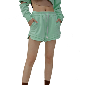 High Waist Double Layer <b>Compression</b> <b>Shorts</b> <b>Women</b> Cotton Outer <b>Short</b> Tights Running Base Layer <b>Shorts</b> Mid Rise Breathable Fabric - Product Image 4