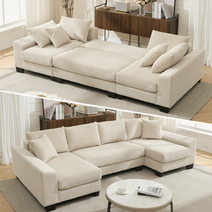 Nuovo Arrivo: Divano Letto Oversize a U da 114 Pollici, 2-in-1, Convertibile, con Funzione Estraibile, per Soggiorno, con Video - Product Image 3