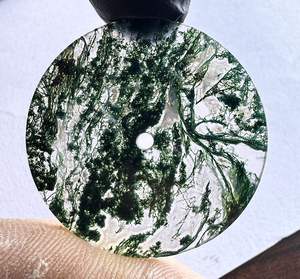 Esfera de reloj de piedra de ágata musgosa, disco plano redondo para la fabricación de relojes, 1 mm de grosor, esfera de piedra preciosa hecha a mano - Product Image 2
