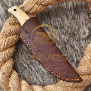 Custom Handmade <b>Bone</b> <b>Handle</b> Fixed Blade Hunting <b>Knife</b> | Damascus Steel Outdoor Survival <b>Knife</b> with Sheath - Product Image 3