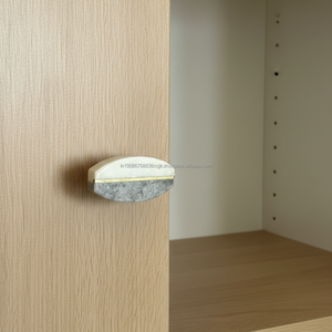 Pomo Ovalado de Mármol Natural |   Herrajes minimalistas para gabinetes de cocina, dormitorio, bar doméstico y cajones con tornillos para suministro OEM - Product Image 1