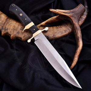 Handmade Industrial Grade Stainless Steel Hunting Bowie Knife Straight <b>Edge</b> Clip Point Customizable Leather Sheath Camping Knife - Product Image 2