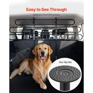 Barriera per cani nera regolabile facile da installare con divisorio in metallo per auto, animali domestici, sedili per animali domestici, trasportino da viaggio - Product Image 4