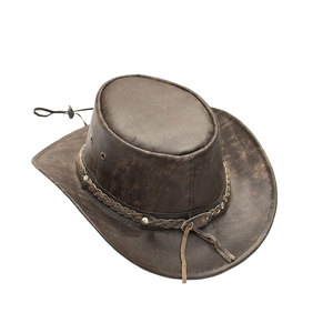 Chapeau Fedora en cuir unisexe personnalisé, imprimé sur mesure, promotionnel, pas cher, couleur personnalisée, logo ajustable, vente en gros - Product Image 1