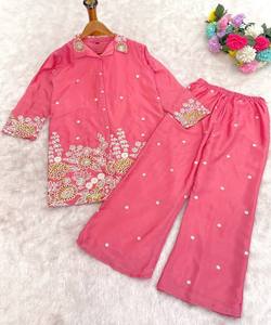 Kurti de seda chino bordado con lentejuelas, para uso diario, precio al por mayor, prenda étnica, multicolor, algodón de secado rápido para mujer - Product Image 3