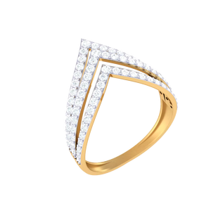 Bague de fiançailles demi-éternité double en V, tendance, cadeau idéal pour les fêtes - Product Image 1