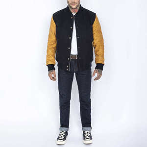 High Quality Thin Canvas Varsity <b>Jackets</b> Custom Stand <b>Collar</b> Embroidered Logo Winter Letterman <b>Jacket</b> - Product Image 4
