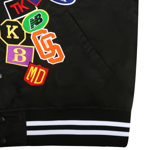 Chaqueta Varsity Unisex Estilo Urbano, Chaqueta Letterman de Béisbol con Parches Bordados Personalizados, Botones a Presión, Cuello y Puños Acanalados - Product Image 5