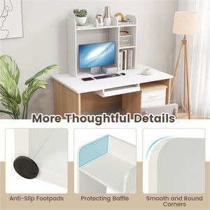 Libreria da scrivania in legno ingegnerizzato bianco con monitor da 27FT/68,58 cm e pensile da 93,98 x 25,40 x 73,66 cm con kit anti-ribaltamento - Product Image 6