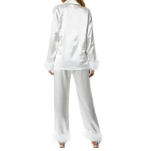 Conjunto de Pijama de Satén de Lujo para Mujer, con Camisa Clásica con Botones y Pantalones Largos, Elegante para Descansar - Product Image 3
