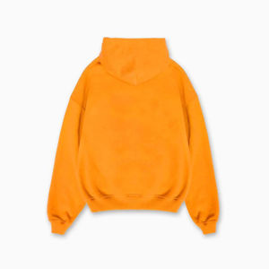 Solid <b>Orange</b> Casual Pocket Hoodie Autumn Knitted Regular Fit Style <b>Men's</b> Oversized Hooded Fleece <b>Sweatshirt</b> - Product Image 3