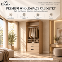 Système de dressing modulaire sur mesure en contreplaqué avec rangement combiné pour projets de meubles intégraux de chambres d'hôtel