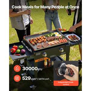 2-Burner <b>Gas</b> Flat Top Grill 28-Inch Propane <b>Griddle</b> Foldable Wheels 30000 BTU Outdoor Pan-Frying Grilling Stir-Frying Camping - Product Image 3