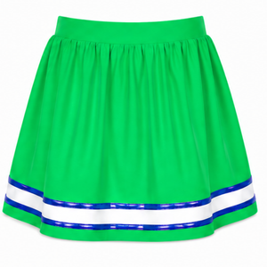 Custom <b>Green</b> Cheerleading <b>Skirt</b> <b>Pleated</b> Athletic Uniform <b>Skirt</b> With Striped Trim Team Performance Wear Custom Sports Apparel - Product Image 2