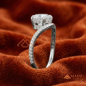 Luxury Round Cut Halo Diamond Engagement <b>Ring</b> <b>Split</b> Shank Pavé Band – 925 Sterling Silver - Product Image 2