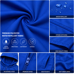 Parka de bain unisexe personnalisée imperméable à manches courtes avec capuche, séchage rapide, robe de change avec fermeture éclair intégrale pour la natation, le surf, la plage et la piscine - Product Image 5