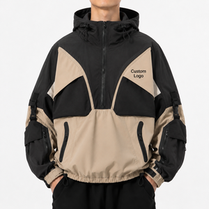 Wholesale Custom Panelled Pullover Quarter Zip <b>Techwear</b> Outerwear Outdoor Drawcord Hem Sleeve Compartments Relaxed Fit <b>Jacket</b> - Product Image 3