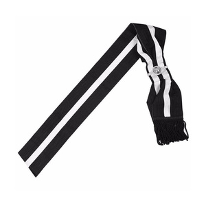 Écharpe Cérémonielle des Templiers en Gros, Rayures Noires et Blanches, Badge Argenté, Régalia Personnalisée, Régalia Maçonnique - Product Image 1