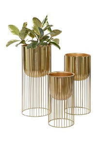 Ensemble de 2 supports à fleurs modernes en métal de luxe Unicorn Handicraft, légers, durables, finition noire et or avec revêtement en poudre - Product Image 1