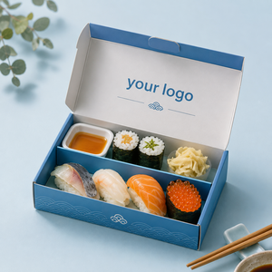 Caja de Sushi de Cartón Ecológica Biodegradable de Lujo, Caja Bento Plegable para Almuerzo, Embalaje para Llevar, Entrega a Domicilio, con Divisores - Product Image 1
