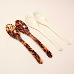 Ensemble de cuillères de service modernes en résine, manche long, finition miroir, légères, épaisseur 5 mm, écologiques, compatibles lave-vaisselle, design durable - Product Image 5