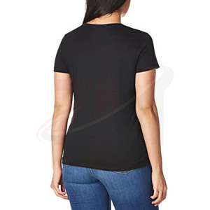 Camiseta de Manga Corta con Cuello en V y Estampado Floral 100% Negro, Estilo Casual, Corte Regular, para Primavera/Verano - Product Image 3